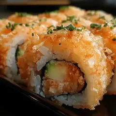 Chrupiące rolki sushi z awokado i krewetkami, posypane szczypiorkiem. Idealne, gdy zastanawiasz się, jak zrobić sushi.