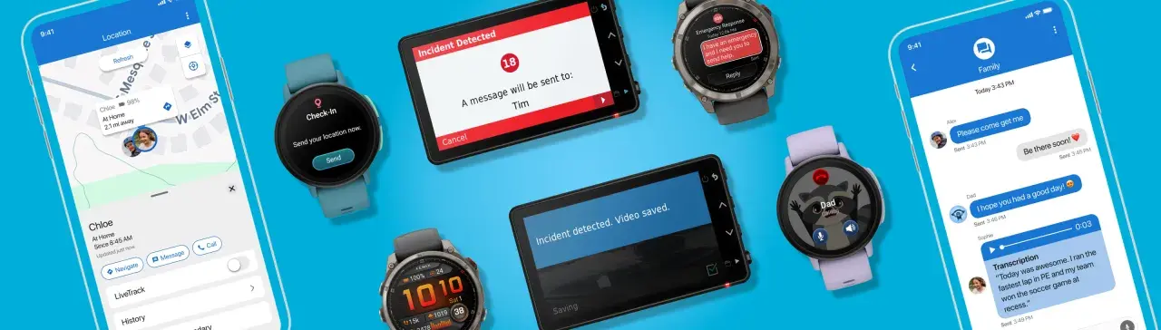 Garmin to firma, która dba o bezpieczeństwo. Zegarki i telefony pokazują lokalizację, powiadomienia o wypadkach i wiadomości.